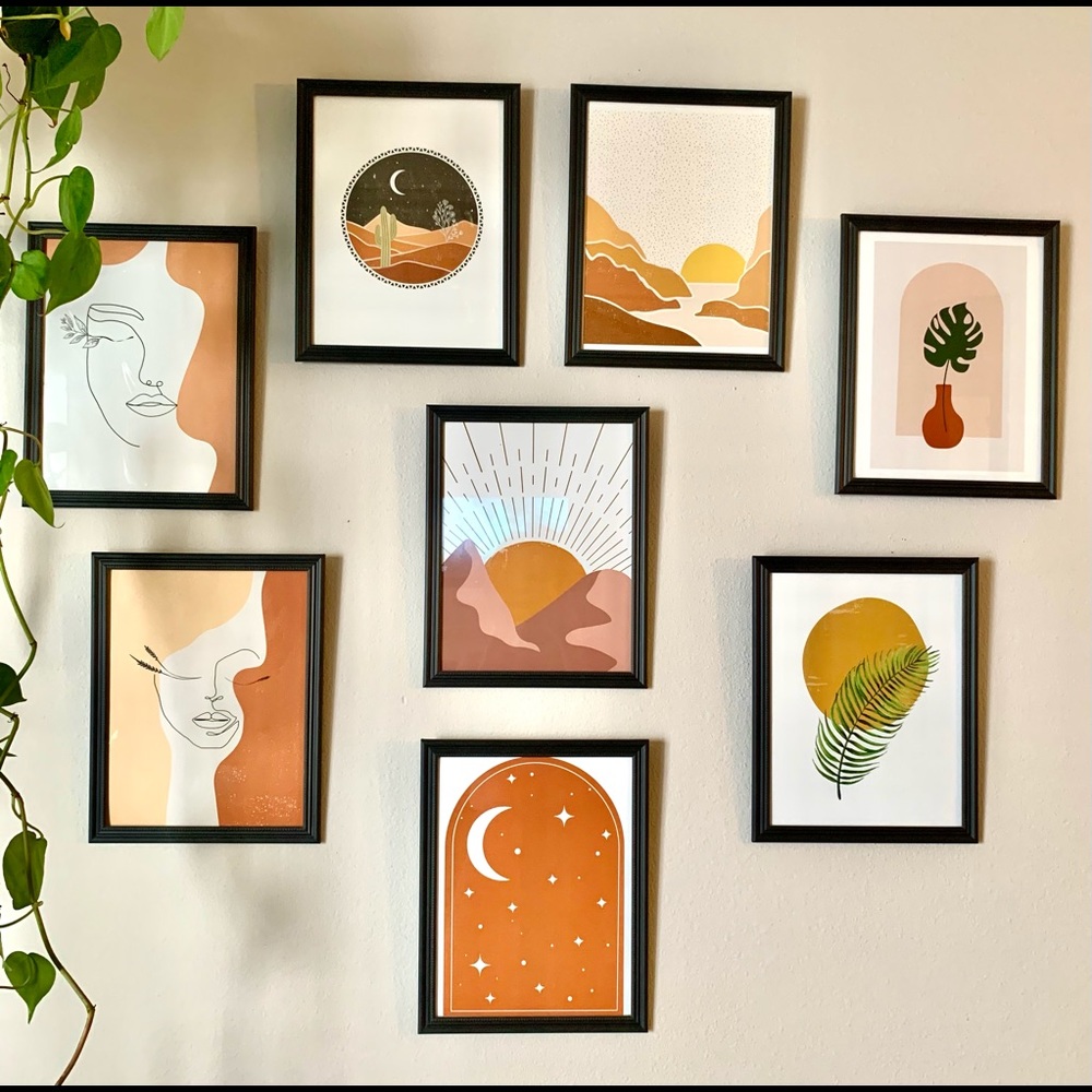 Set of 8 Mattise MidCentury Modern Abstract Art